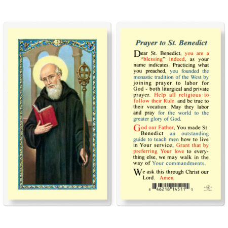 Saint Benedict Laminated Holy Card - 25 Pack