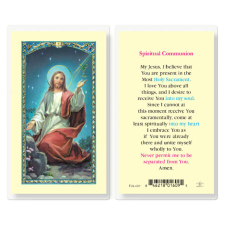 Spiritual Communion Laminated Holy Card - 25 Pack