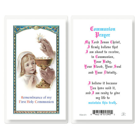 Communion Girl Laminated Holy Card - 25 Pack