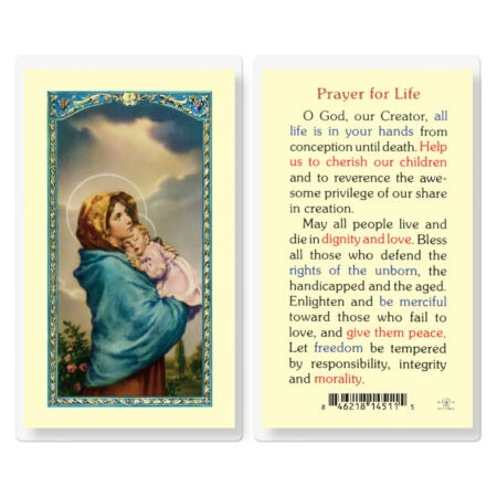 Prayer for Life Laminated Holy Card - 25 Pack