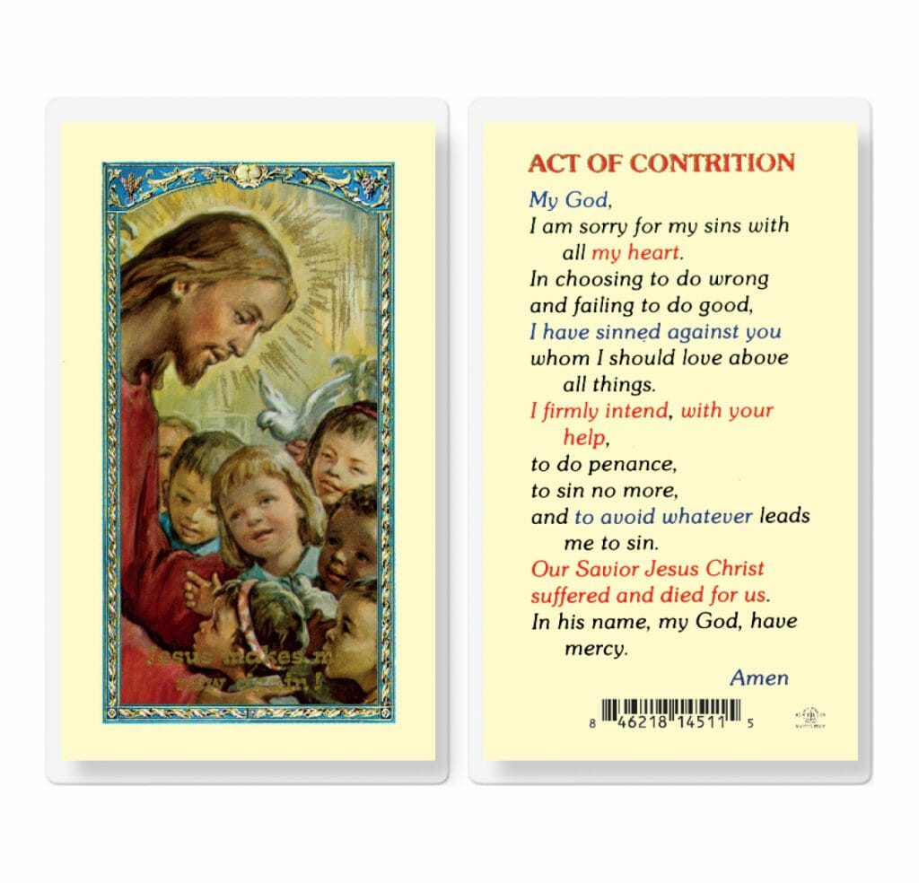 Act Of Contrition Laminated Holy Card 25 Pack Buy Religious Catholic Store