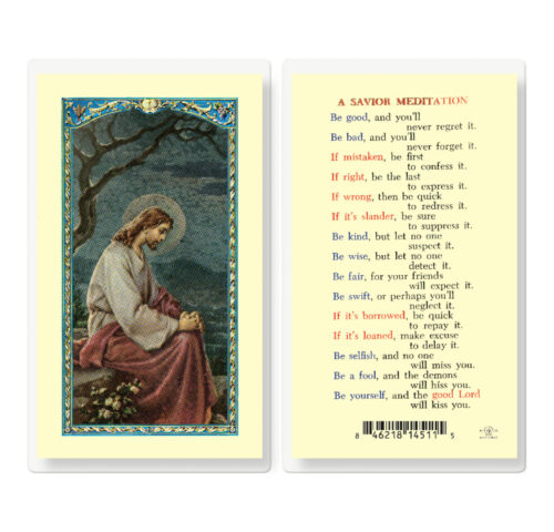 Savior Meditation Laminated Holy Card - 25 Pack
