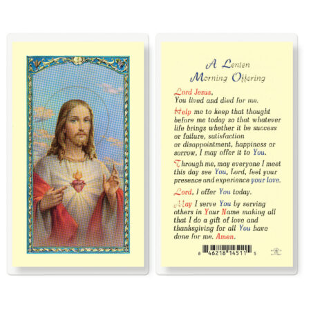 Lenten Morning Offering Laminated Holy Card - 25 Pack