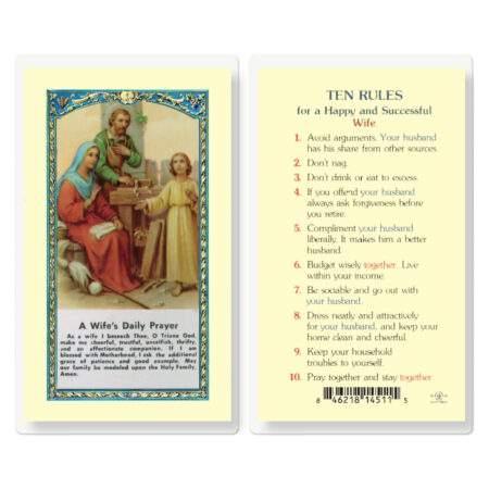 A Wife's Daily Prayer Laminated Holy Card - 25 Pack