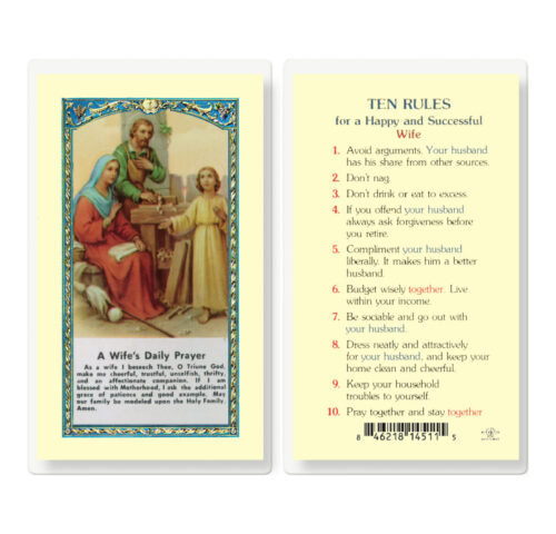 A Wife's Daily Prayer Laminated Holy Card - 25 Pack