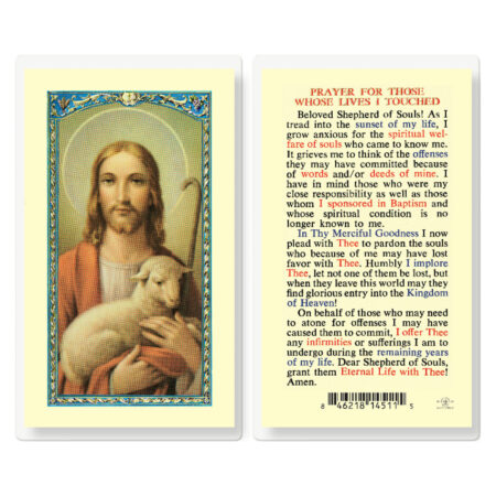 Good Shepherd Gold-Stamped Laminated Holy Card – Prayer for Those Whose Lives I Touched – 2.5" x 4.5" – 25 Pack