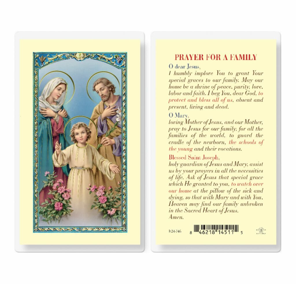 Family Prayer Laminated Holy Card - 25 Pack - Buy Religious Catholic Store