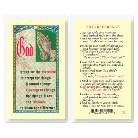 Praying Hands Gold-Stamped Laminated Holy Card – The Difference Prayer – 2.5" x 4.5" – 25 Pack
