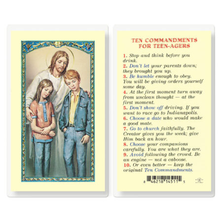 Ten Commandments for Teenagers Laminated Holy Card - 25 Pack