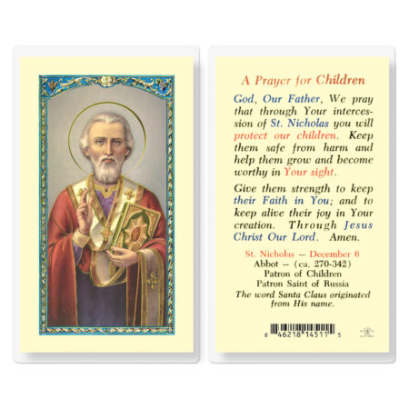 Saint Nicholas Laminated Holy Card - 25 Pack