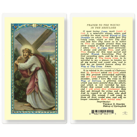 Wound in the Shoulder Laminated Holy Card - 25 Pack