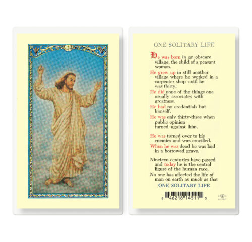 One Solitary Life Laminated Holy Card - 25 Pack