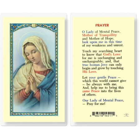 Our Lady of Mental Peace Laminated Holy Card - 25 Pack