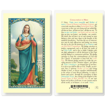 Consecration of Mary Laminated Holy Card - 25 Pack
