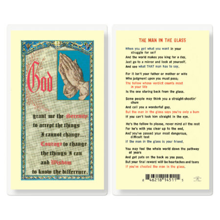 Man in the Glass Serenity Laminated Holy Card - 25 Pack