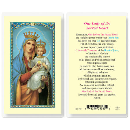 Our Lady of the Sacred Heart Laminated Laminated Holy Card - 25 Pack