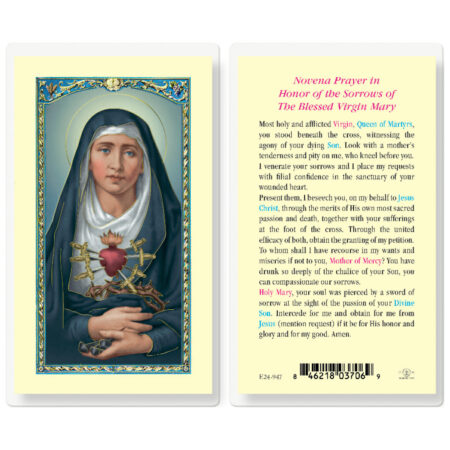 Seven Sorrows of Mary Laminated Holy Card - 25 Pack