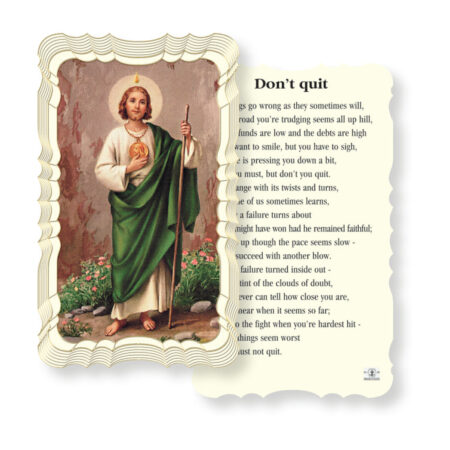 Saint Jude Thaddeus Gold-Foil Embossed Linen Holy Card – Don't Quit Prayer – Fratelli Bonella – 50 Pack
