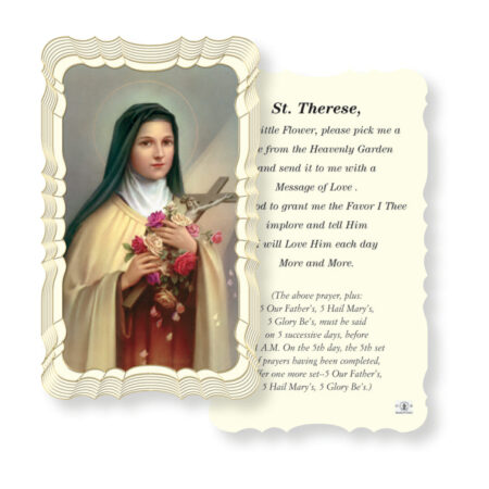 Saint Therese of Lisieux Laminated Holy Card – Pick Me a Rose Prayer – Fratelli Bonella – 2.0" x 4.0" – 50 Pack