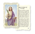 Saint Lucy – Patron Saint of Blindness Gold-Foil Embossed Laminated Holy Card – Prayer to Saint Lucy – 2.0" x 4.0" – 50 Pack