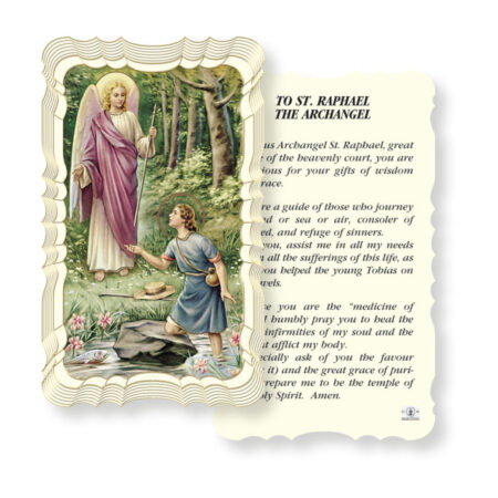 Saint Raphael the Archangel Gold-Foil Embossed Laminated Holy Card – Prayer to Saint Raphael – 2.0" x 4.0" – 50 Pack