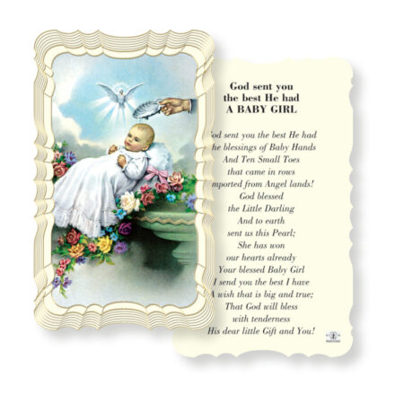 Baptism Girl Holy Card - 50 Pack