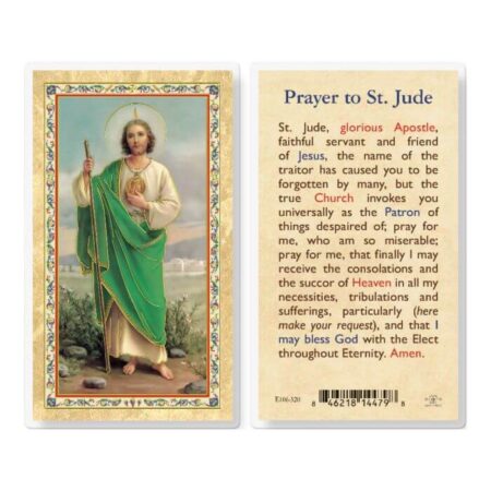 Prayer to St. Jude - Gold Stamped Laminated Holy Card - 25 Pack