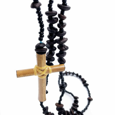 Coffee Bean Rosary with Bamboo Cross