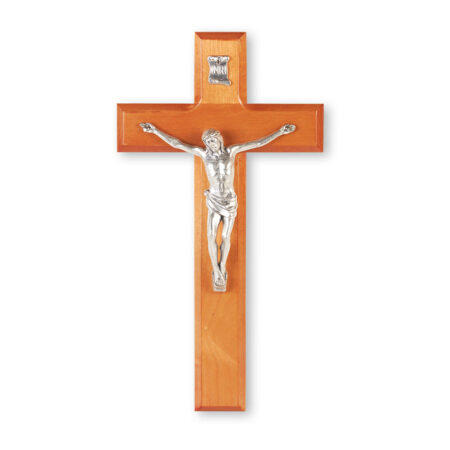 Natural Cherry Wood Wall Crucifix, 10"