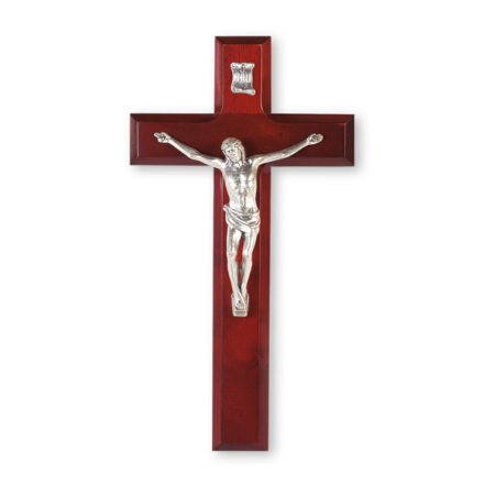 Dark Cherry Wood Wall Crucifix, 10"