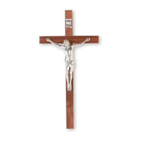 Walnut Wood Wall Crucifix, 10"