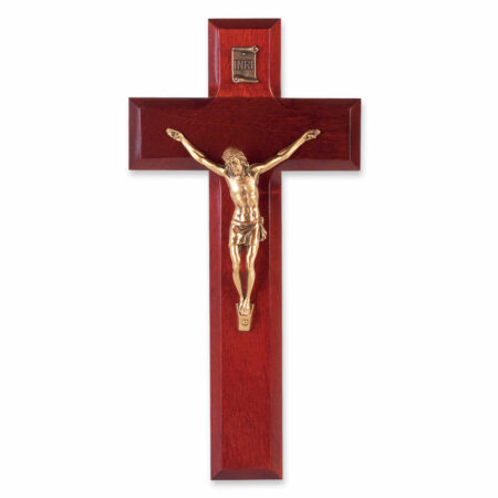 Dark Cherry Wood Wall Crucifix, 8"