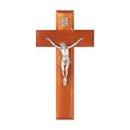 Natural Cherry Wood Wall Crucifix, 8"