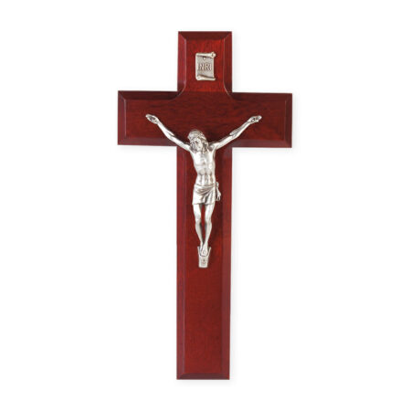 Dark Cherry Wood Wall Crucifix, 11"
