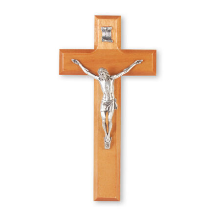 Natural Cherry Wood Wall Crucifix, 12"