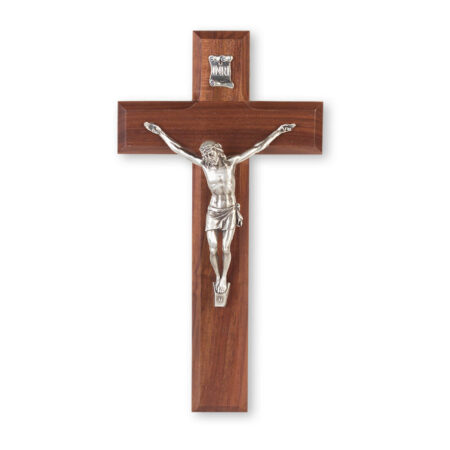 Genuine Walnut Wood Wall Crucifix, 12"