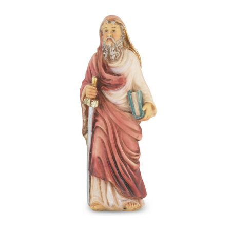 Saint Paul the Apostle Hand-Painted Resin Statue – 4" Italian Gold-Leaf Patron Saint Figure with Prayer Card