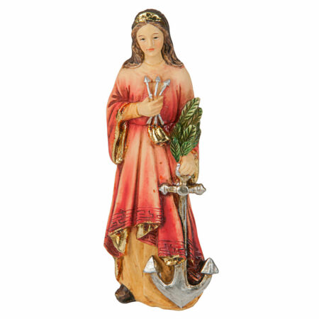 Saint Philomena the Virgin Martyr Hand-Painted Resin Statue – 4" Italian Gold-Leaf Patron Saint Figure with Prayer Card
