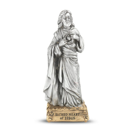Sacred Heart of Jesus Pewter Statue