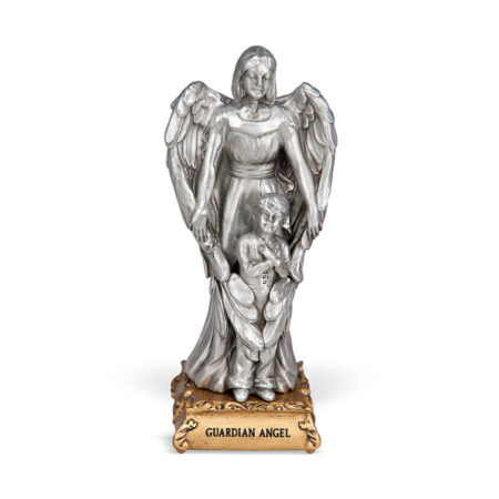 Guardian Angel with Boy Pewter Statue