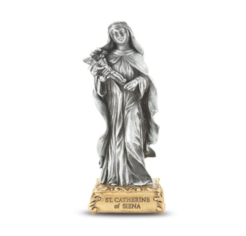 St. Catherine of Sienna Pewter Statue