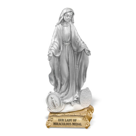 Our Lady of the Miraculous Medal Pewter Statue