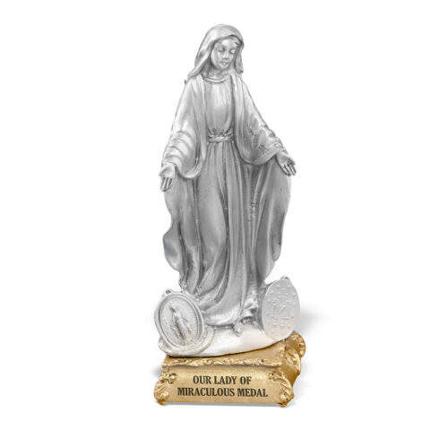 Our Lady of the Miraculous Medal Pewter Statue