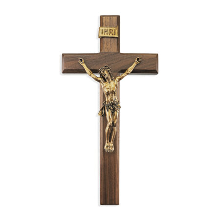 Walnut Wood Wall Crucifix, 12"