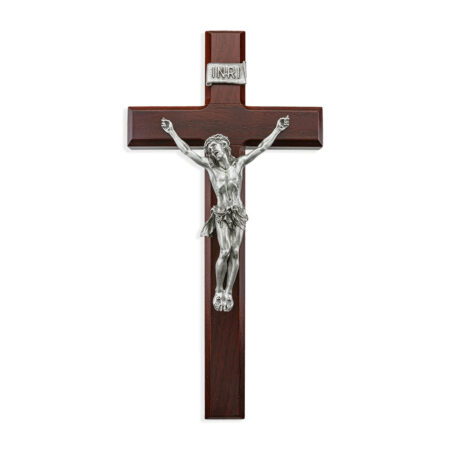 Dark Cherry Wood Wall Crucifix, 12"