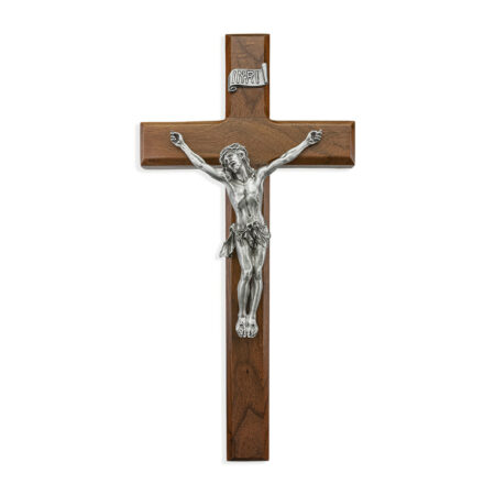 Walnut Wood Wall Crucifix, 12"