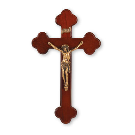 Dark Cherry Wood "Latin Style" Wall Crucifix, 10"