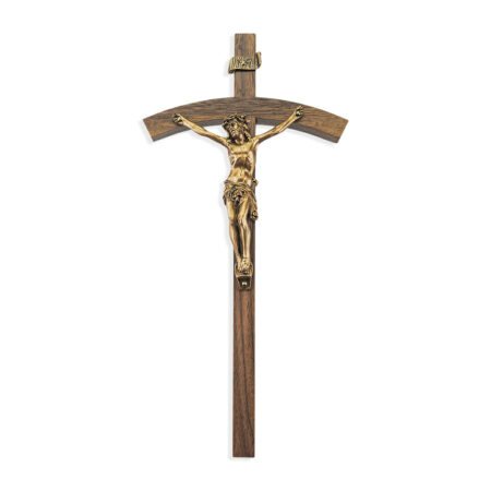 Walnut Wood Wall Crucifix, 10"