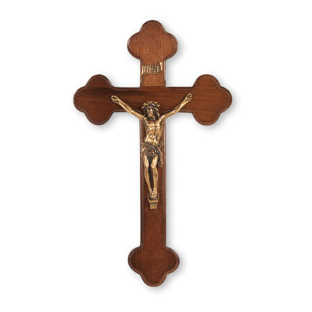 Walnut "Latin Style" Wood Wall Crucifix, 10"