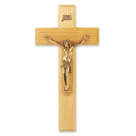 Oak Wood Wall Crucifix, 9"